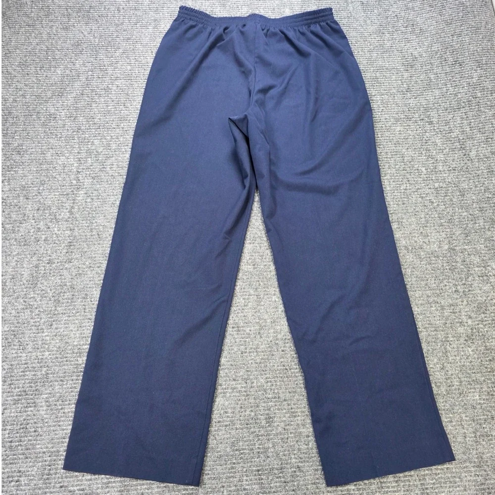 Alfred Dunner Pull On Pants Women's Size 12 Navy Blue Elastic Back Straight Leg‎